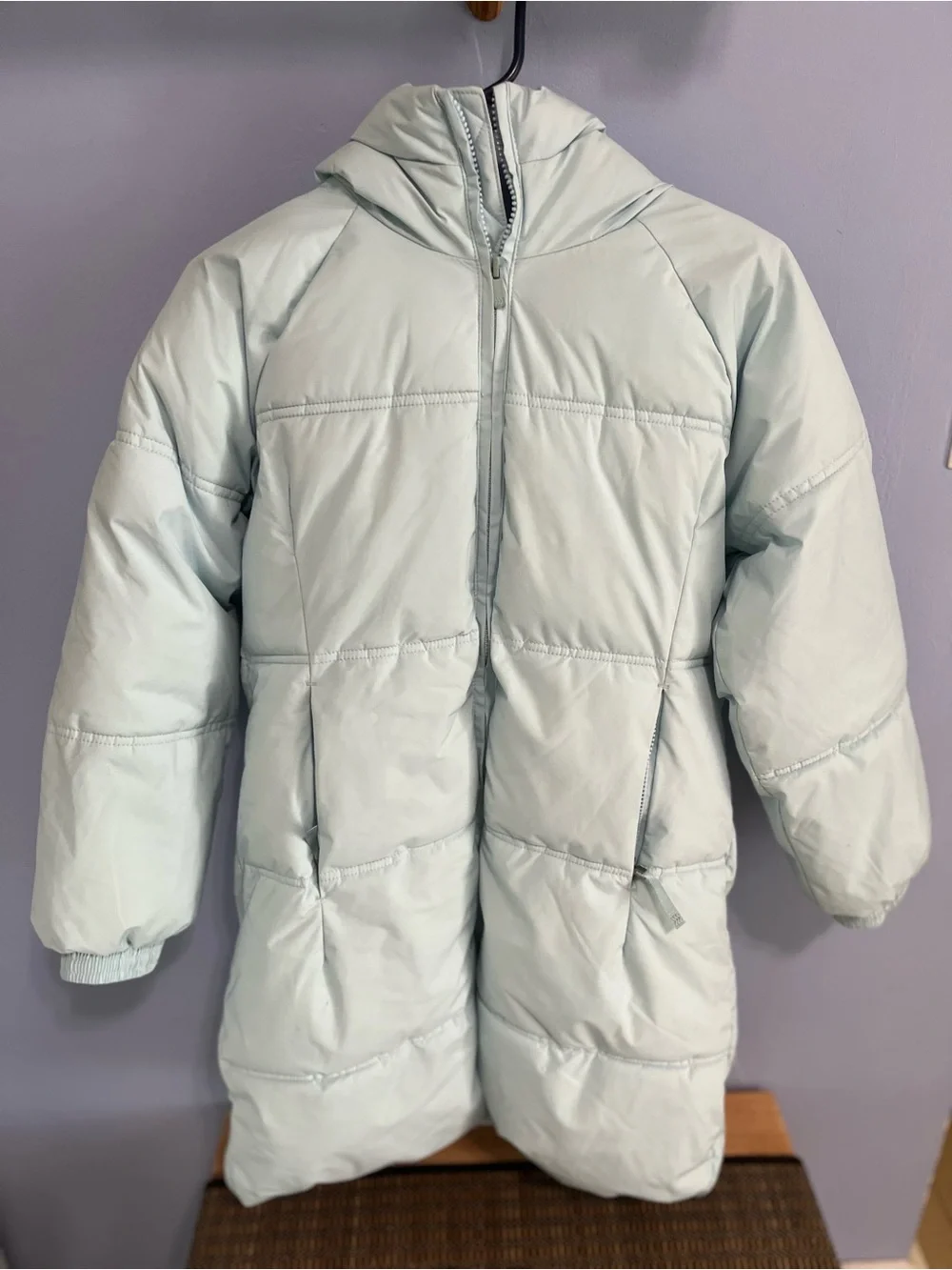 all in motion Girls' Hooded Long Puffer Coat in Pale Mint